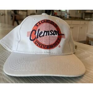 Retro Circle Logo Clemson tigers CU SnapBack hat OS Headwear by The Game White
